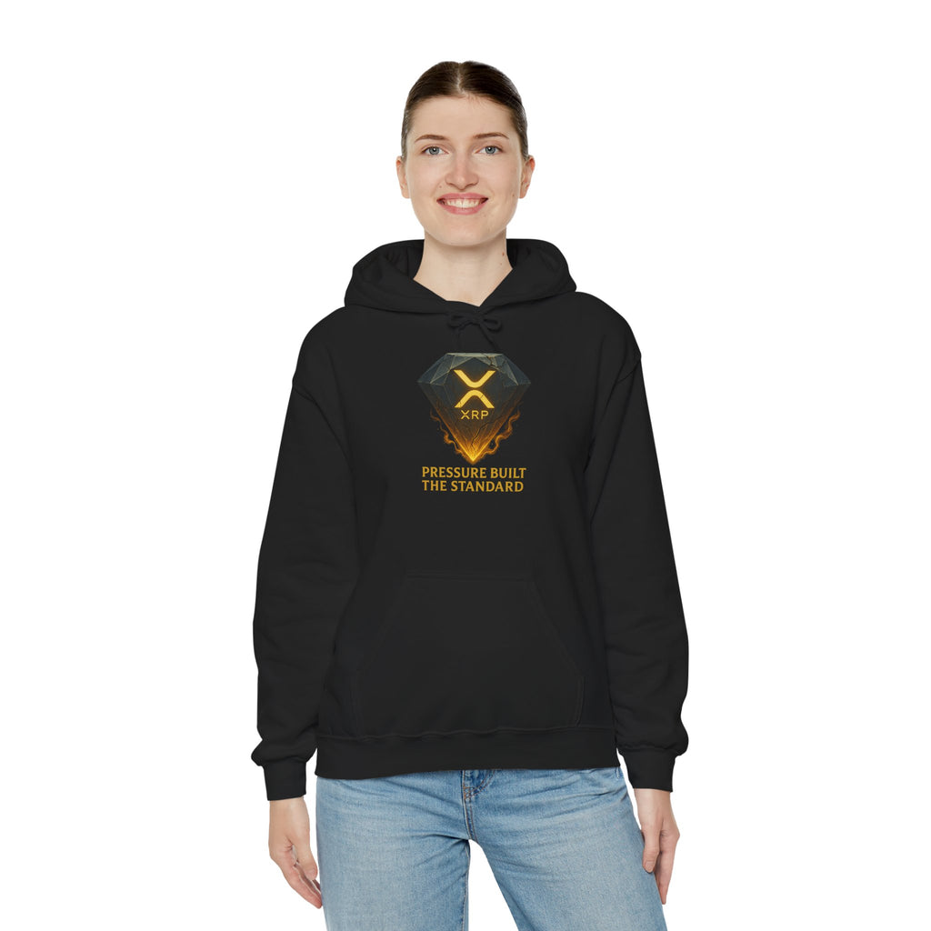 XRP Crypto Hoodie — "Pressure Built The Standard" Logo Pullover