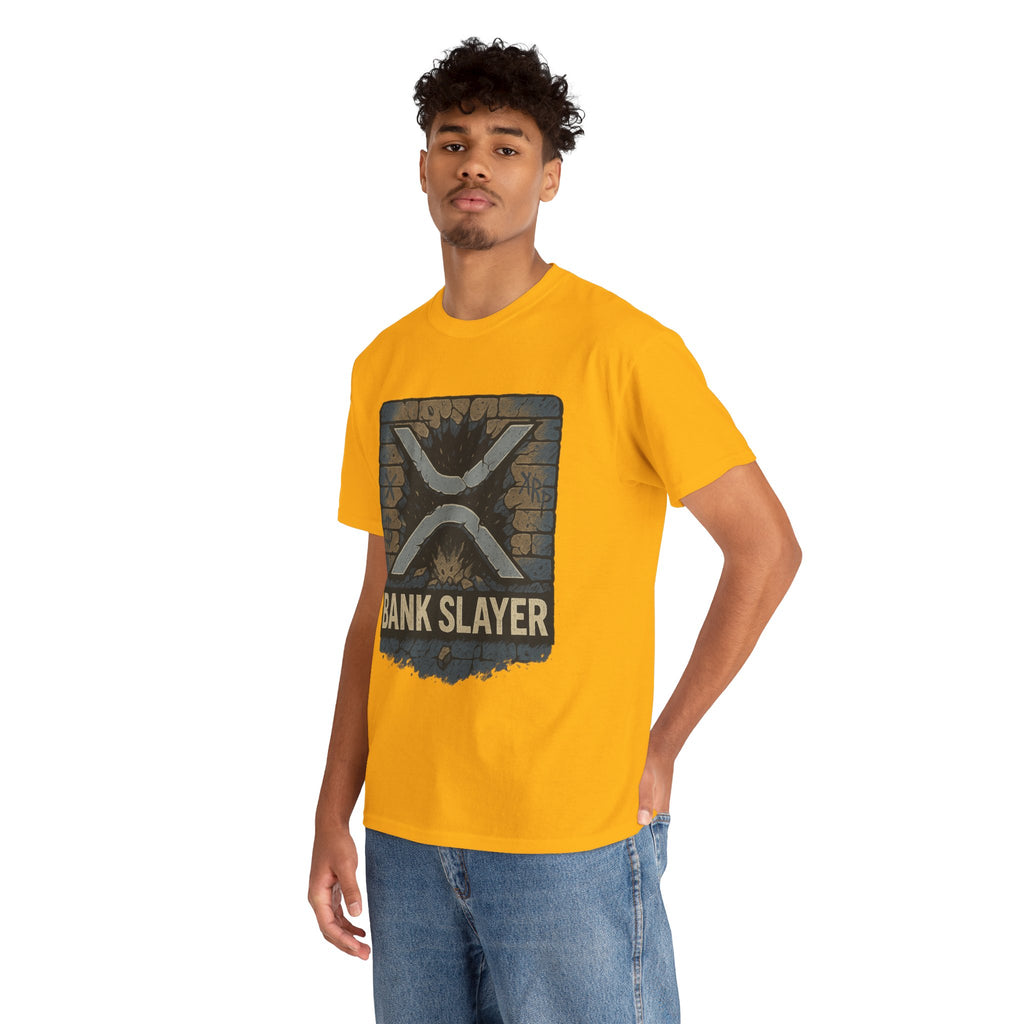Bank Slayer T‑Shirt — Retro Grunge Crypto XRP Design