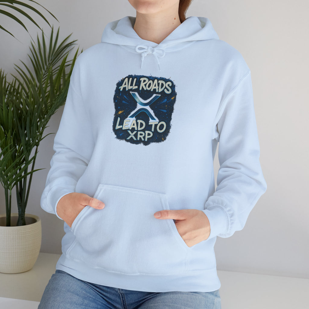 All Roads Lead to XRP Hoodie – Crypto Ripple Logo Sweatshirt