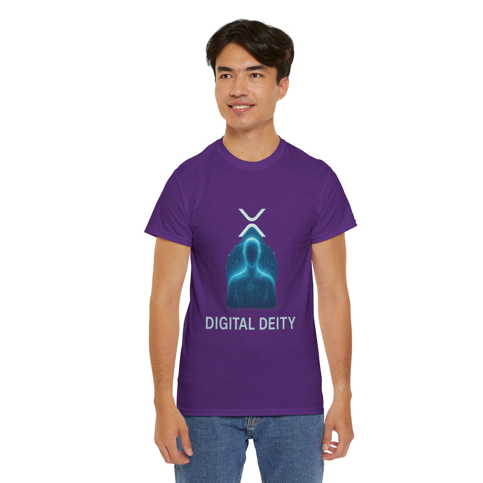 Digital Deity T‑Shirt — Futuristic Neon Tech Hoodie Tee