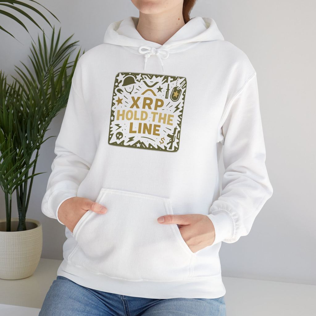 XRP Hold The Line Hoodie — Crypto Supporter Graphic Hooded Sweatshirt
