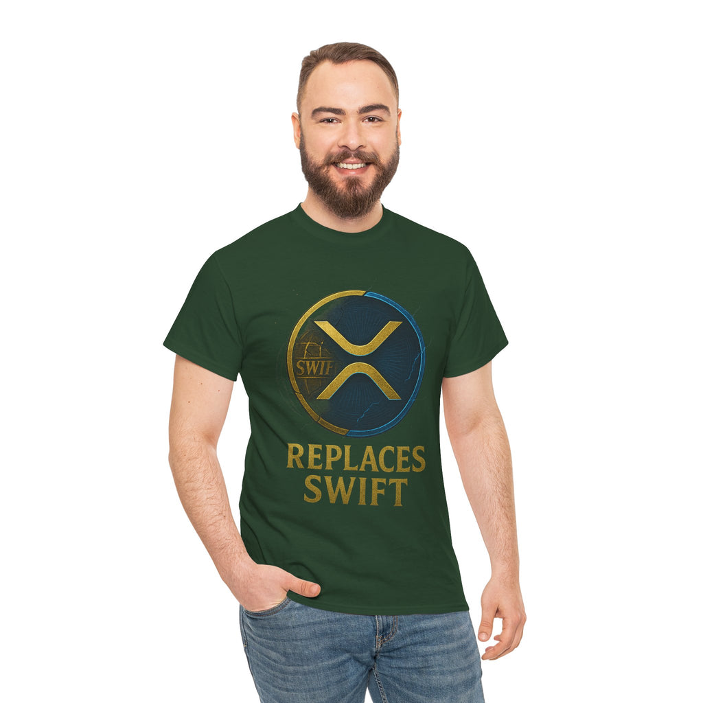 XRP 'Replaces Swift' Cotton Tee — Crypto Ripple Logo T-Shirt