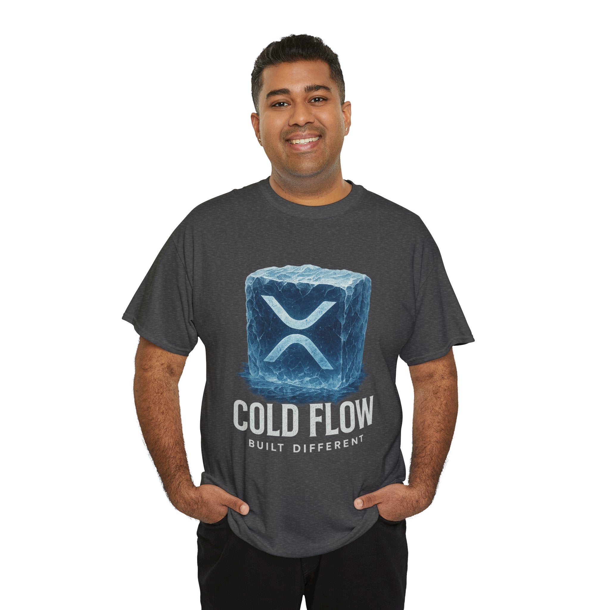 Cold Flow Ripple Logo T‑Shirt — 'Cold Flow: Built Different' Ice Cube Design