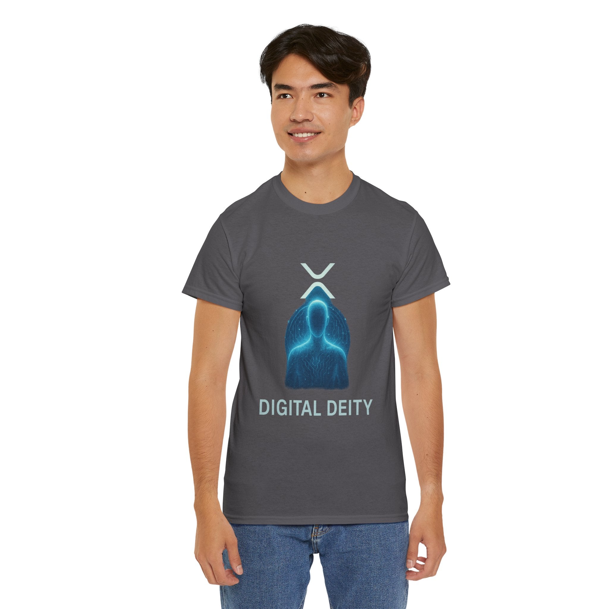 Digital Deity T‑Shirt — Futuristic Neon Tech Hoodie Tee