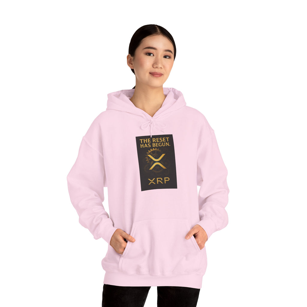 XRP Hoodie — "The Reset Has Begun" Crypto Logo Pullover