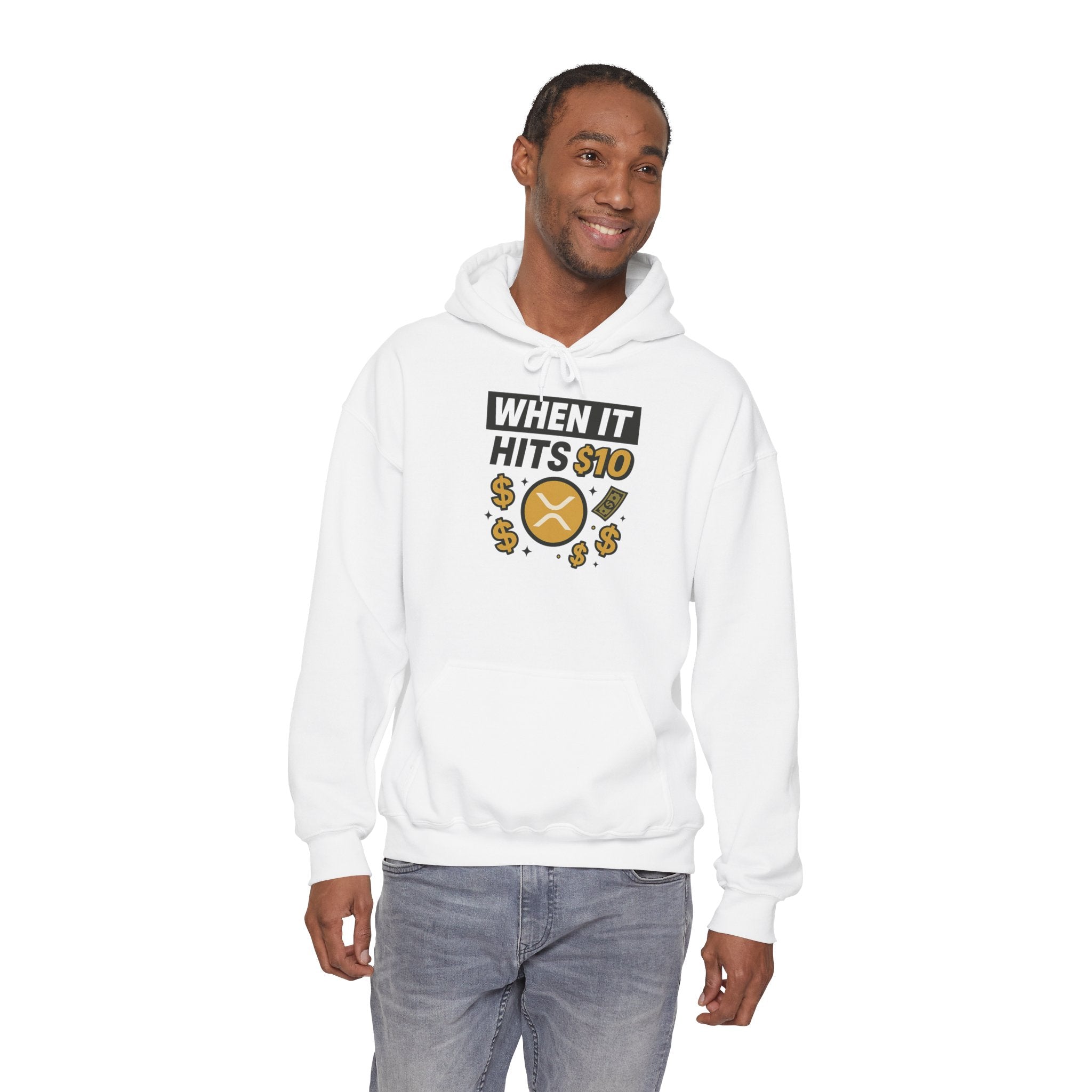 Crypto HODL Hoodie – "When It Hits 10" Funny XRP Coin Sweatshirt