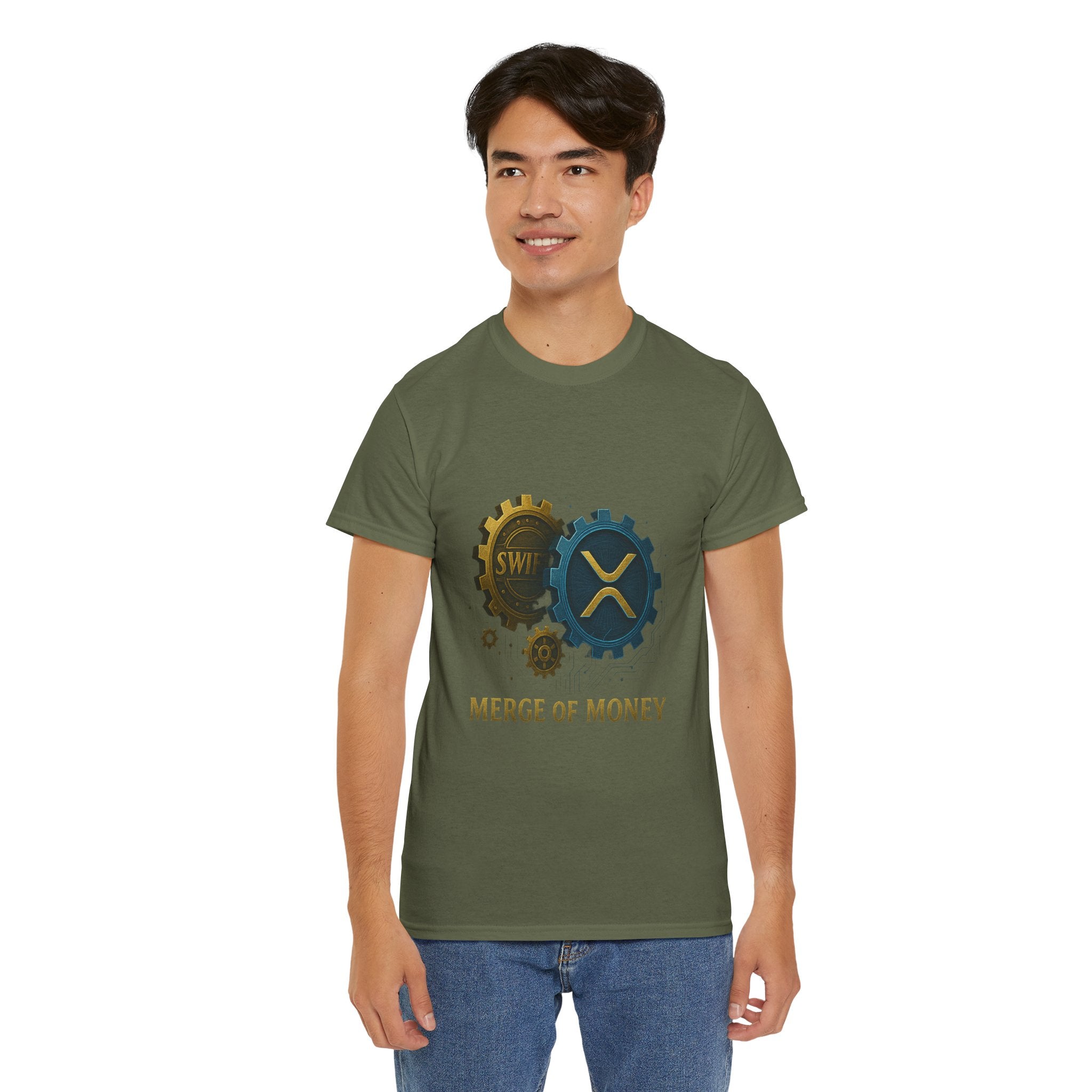 Merge of Money Tee - Cryptocurrency Gears XRP & SWI Crypto T-Shirt