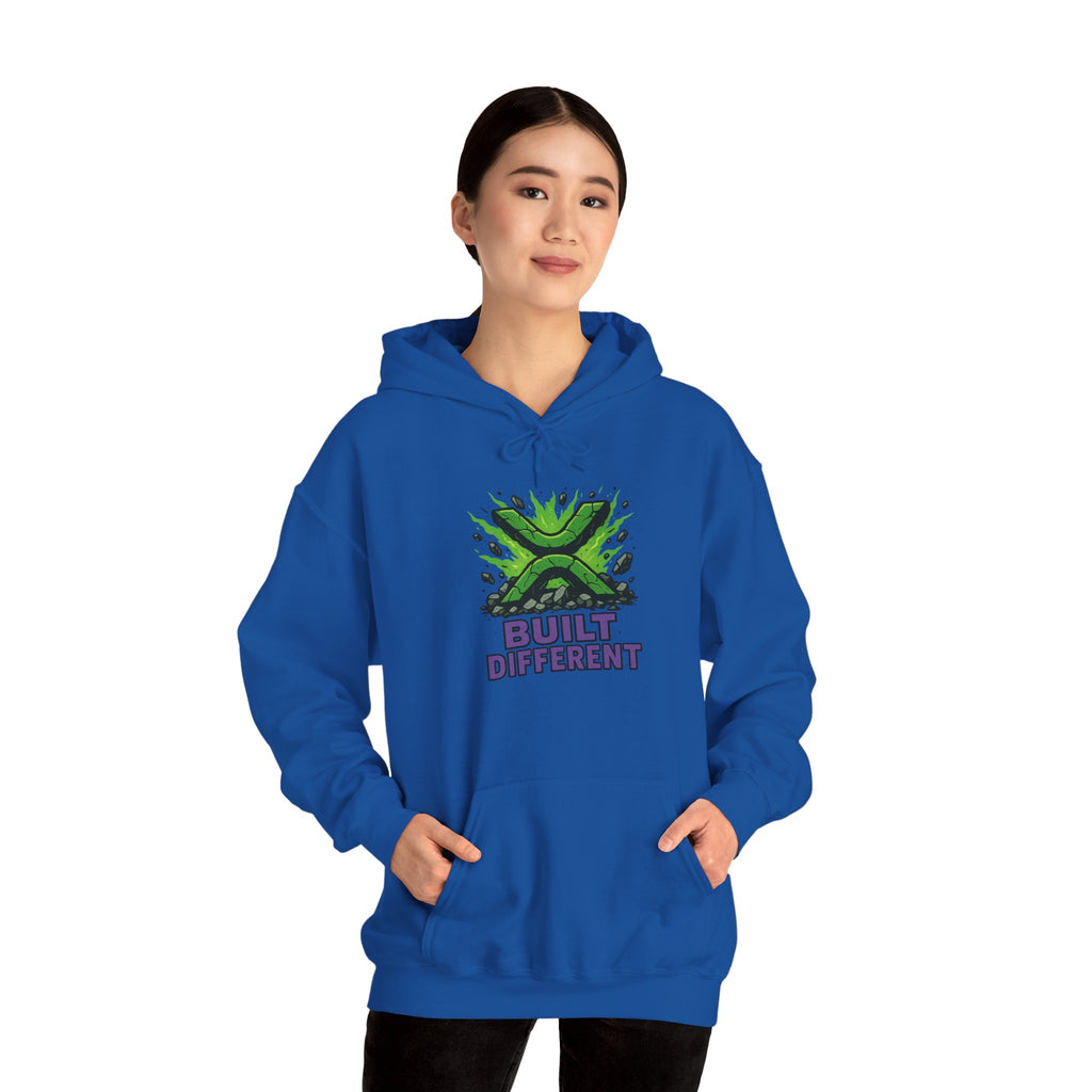 Built Different Hoodie — Graphic Green X Logo Pullover
