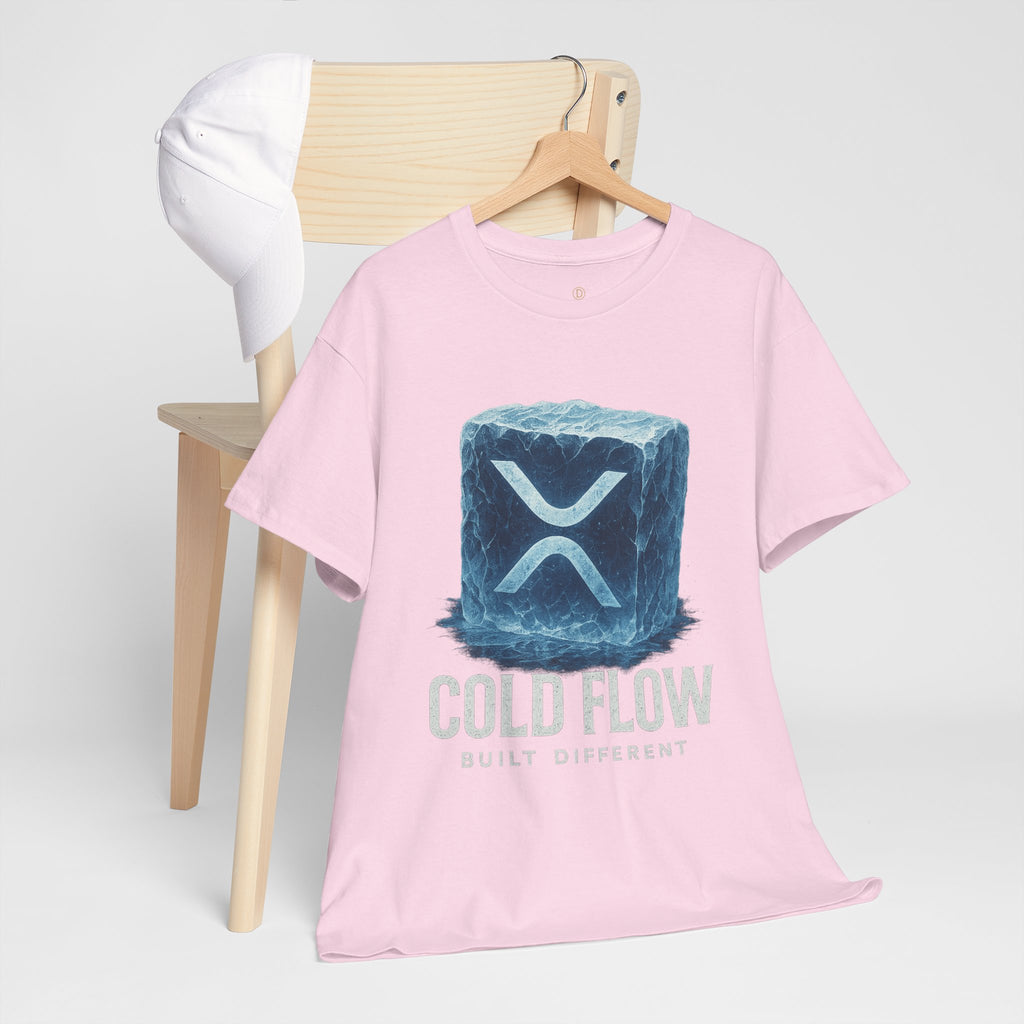Cold Flow Ripple Logo T‑Shirt — 'Cold Flow: Built Different' Ice Cube Design