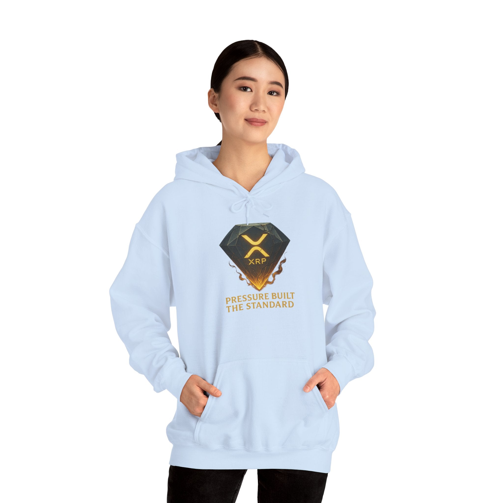 XRP Crypto Hoodie — "Pressure Built The Standard" Logo Pullover
