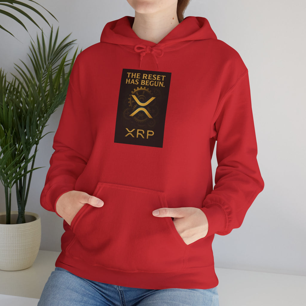 XRP Hoodie — "The Reset Has Begun" Crypto Logo Pullover
