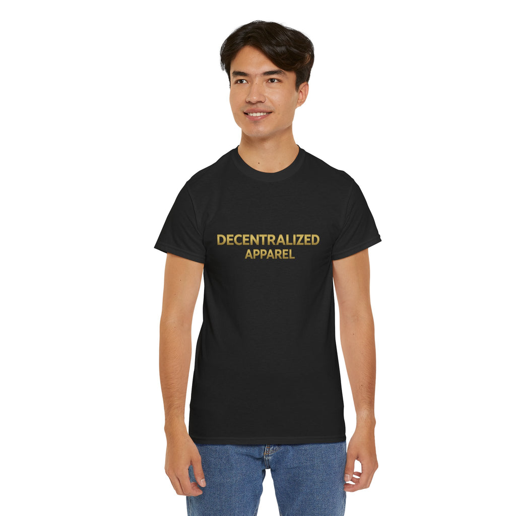 Decentralized Apparel T‑Shirt — Minimal Gold Logo Tee