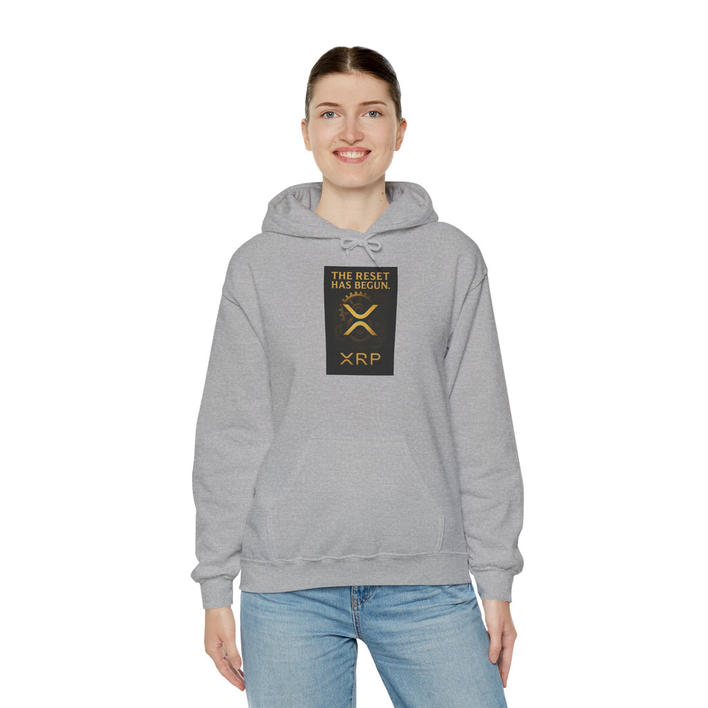XRP Hoodie — "The Reset Has Begun" Crypto Logo Pullover