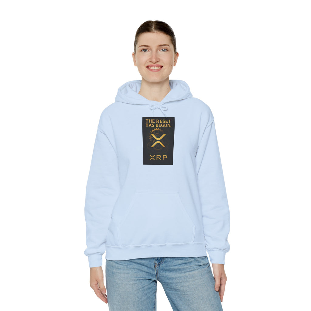 XRP Hoodie — "The Reset Has Begun" Crypto Logo Pullover