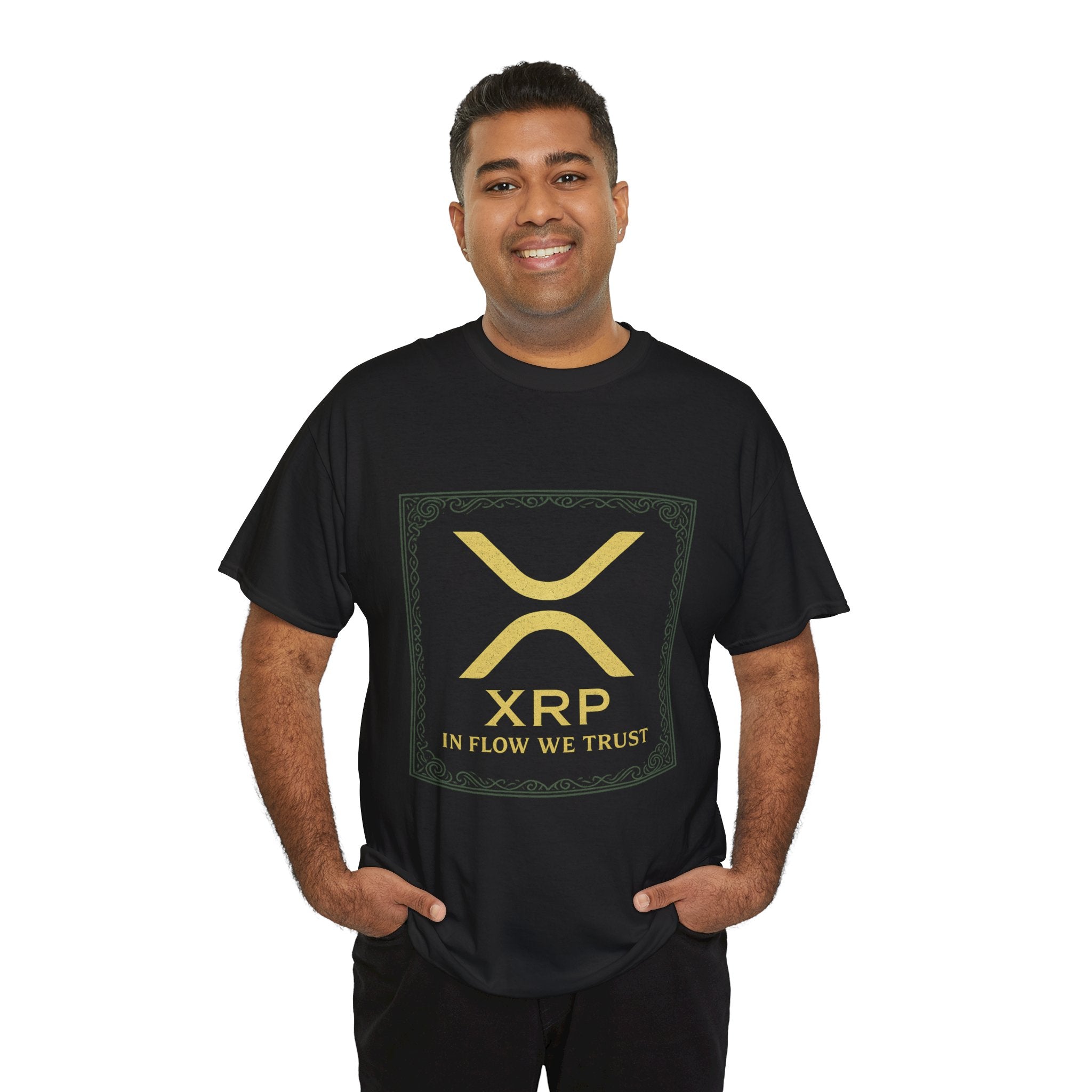 XRP Logo T-Shirt — "In Flow We Trust" Crypto Tee for Ripple Fans