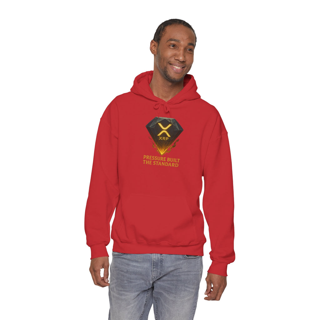 XRP Crypto Hoodie — "Pressure Built The Standard" Logo Pullover
