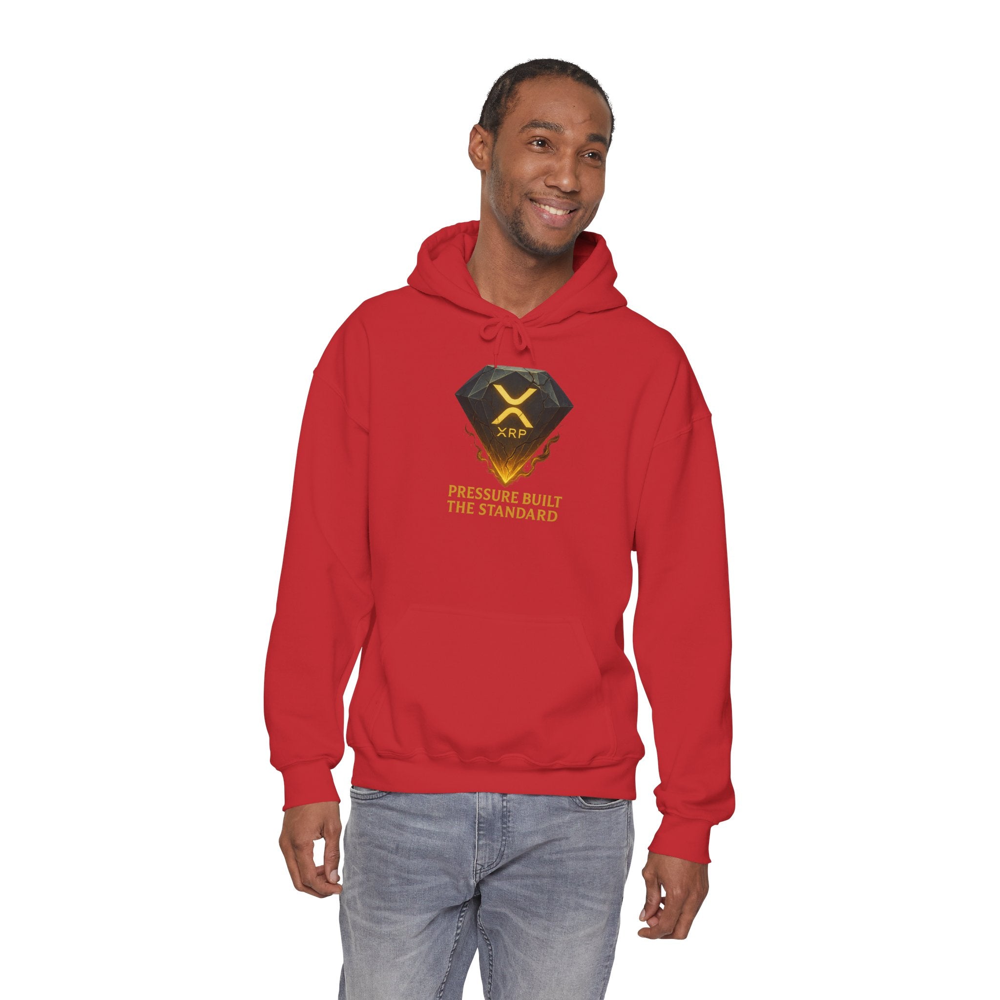 XRP Crypto Hoodie — "Pressure Built The Standard" Logo Pullover
