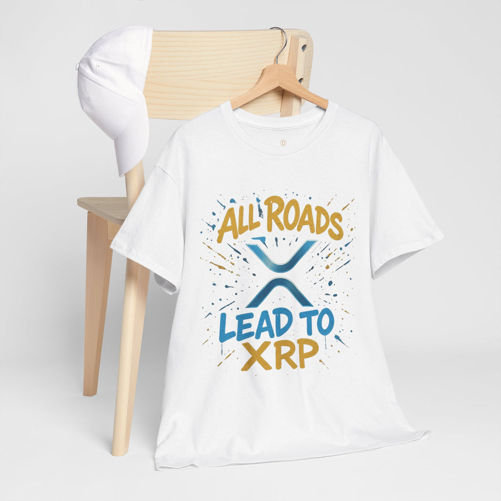 XRP Crypto Tee — "All Roads Lead to XRP" Casual Cryptocurrency Shirt
