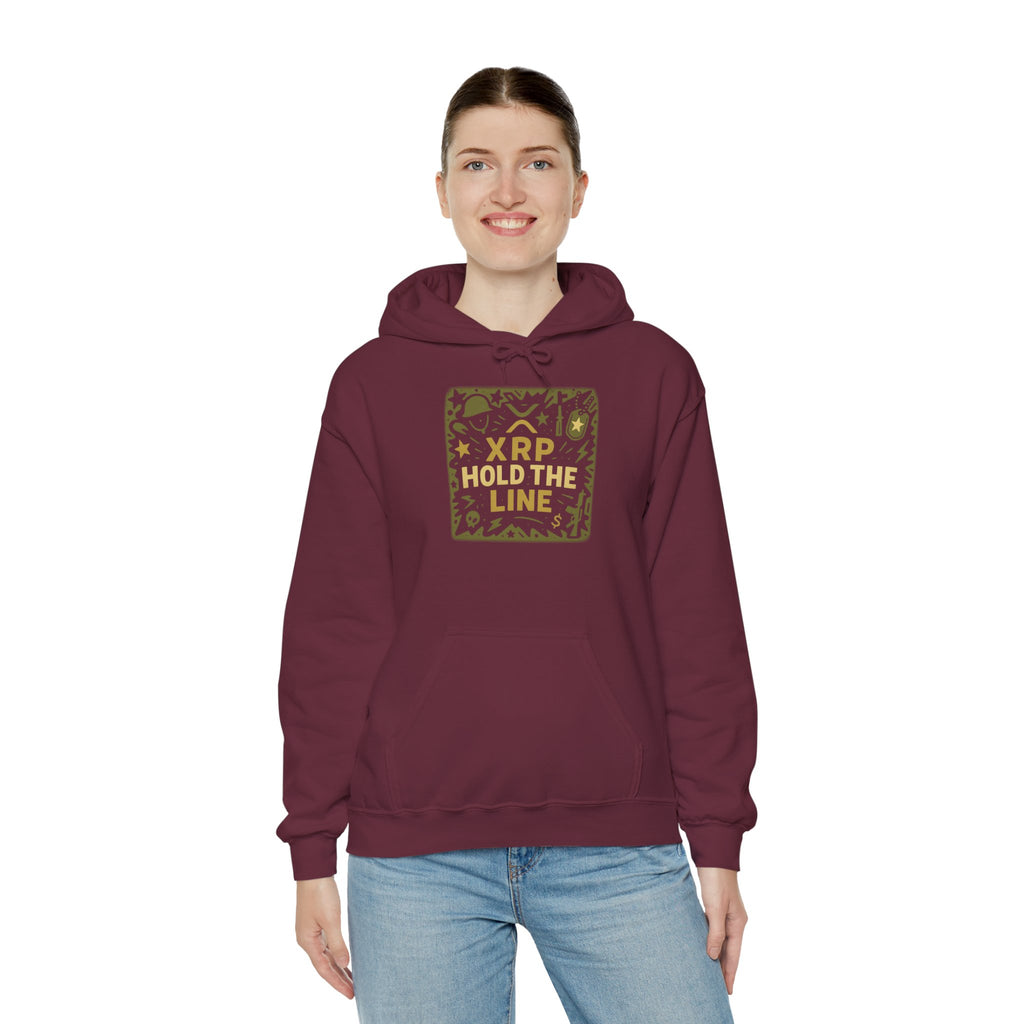 XRP Hold The Line Hoodie — Crypto Supporter Graphic Hooded Sweatshirt