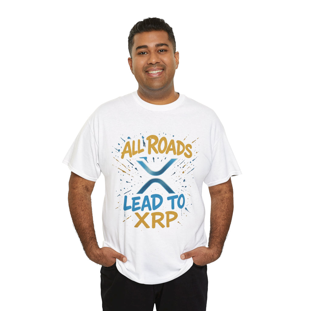 XRP Crypto Tee — "All Roads Lead to XRP" Casual Cryptocurrency Shirt