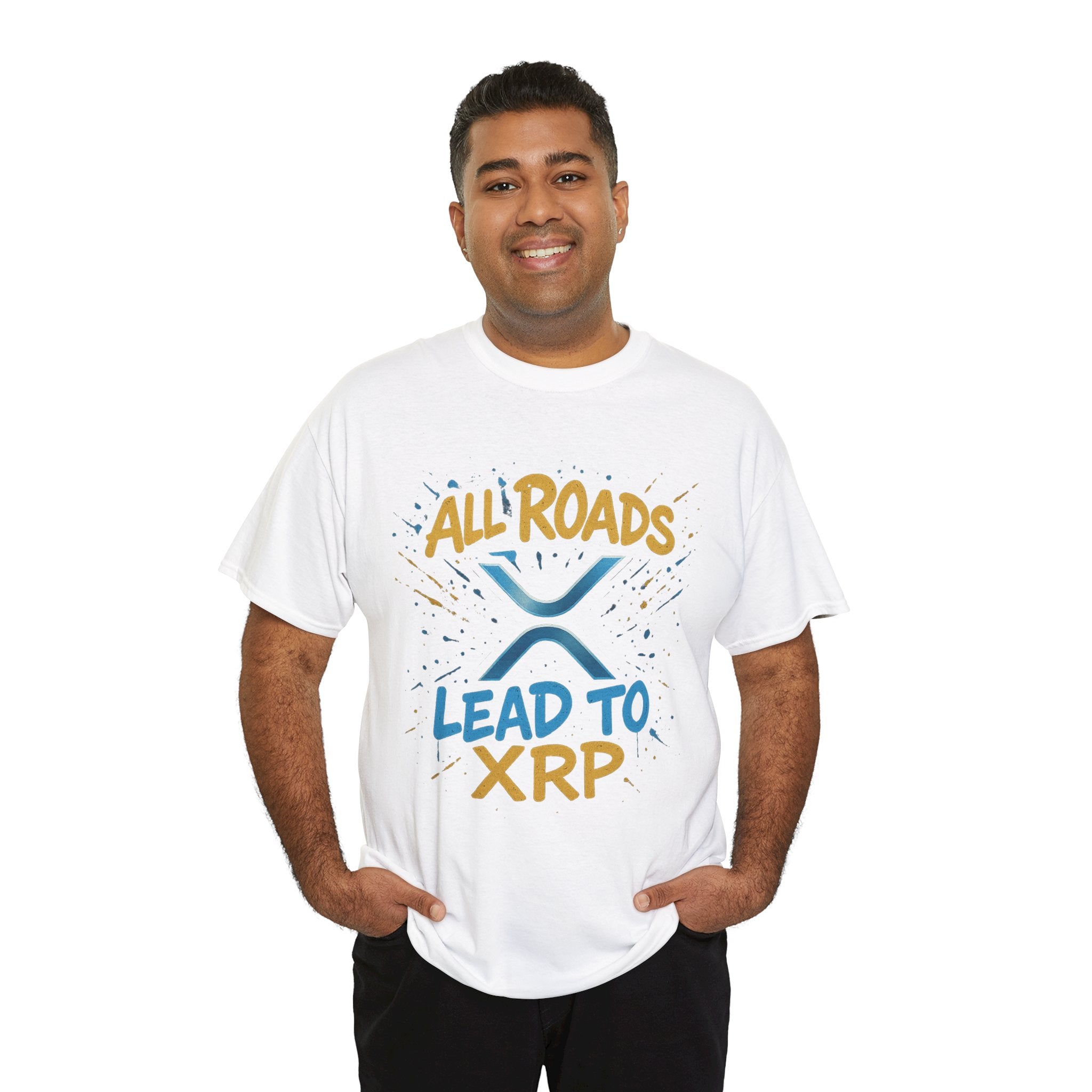 XRP Crypto Tee — "All Roads Lead to XRP" Casual Cryptocurrency Shirt