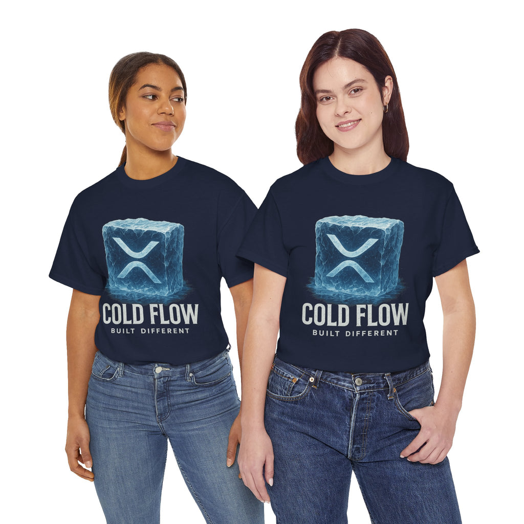 Cold Flow Ripple Logo T‑Shirt — 'Cold Flow: Built Different' Ice Cube Design