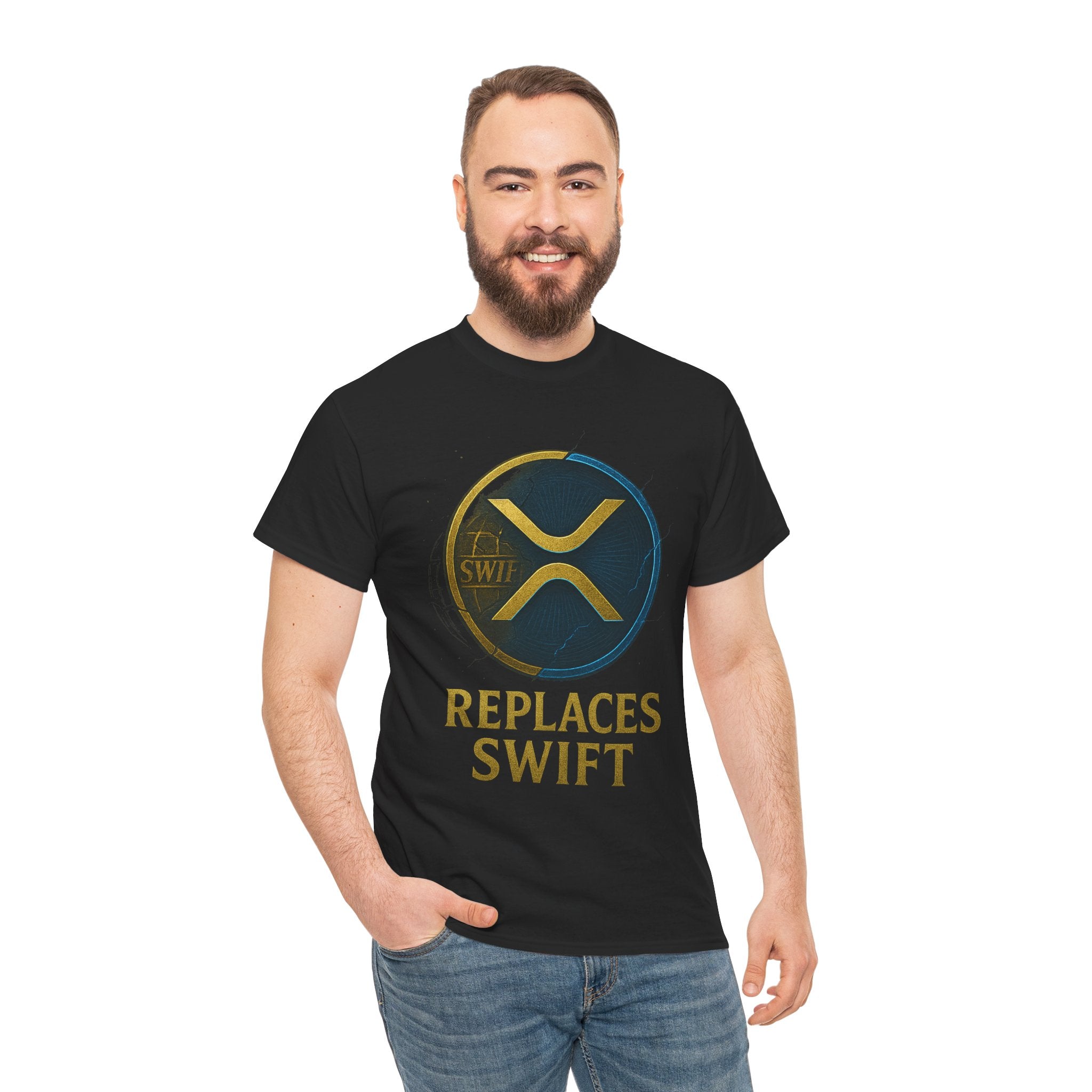XRP 'Replaces Swift' Cotton Tee — Crypto Ripple Logo T-Shirt