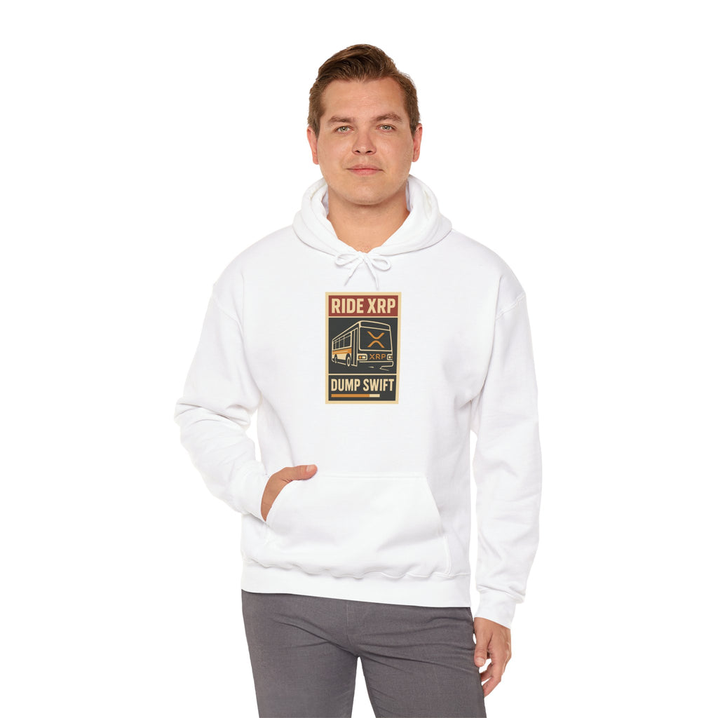 XRP Crypto Hoodie — "Ride XRP, Dump Swift" Retro Badge