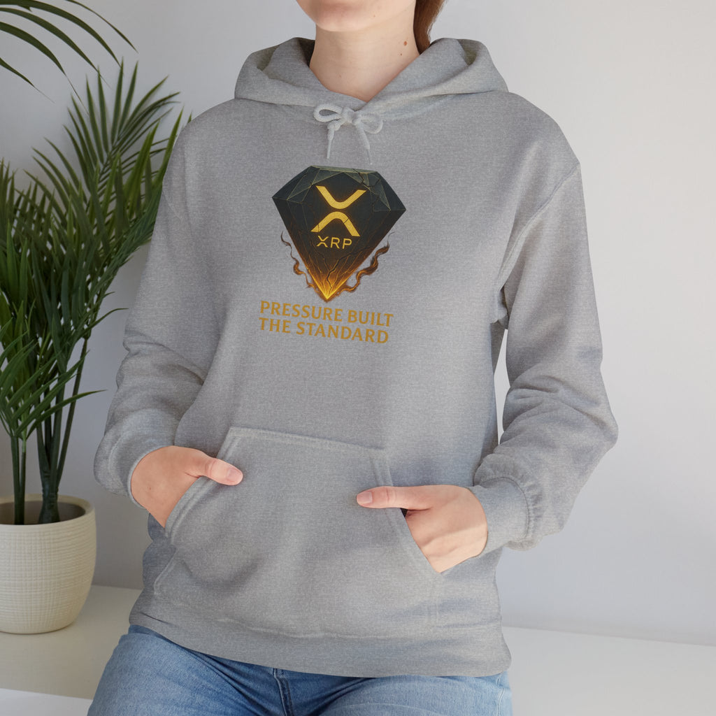 XRP Crypto Hoodie — "Pressure Built The Standard" Logo Pullover