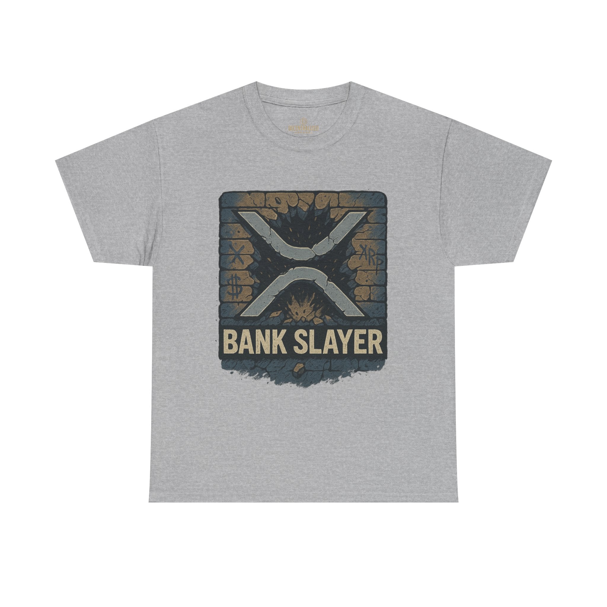 Bank Slayer T‑Shirt — Retro Grunge Crypto XRP Design