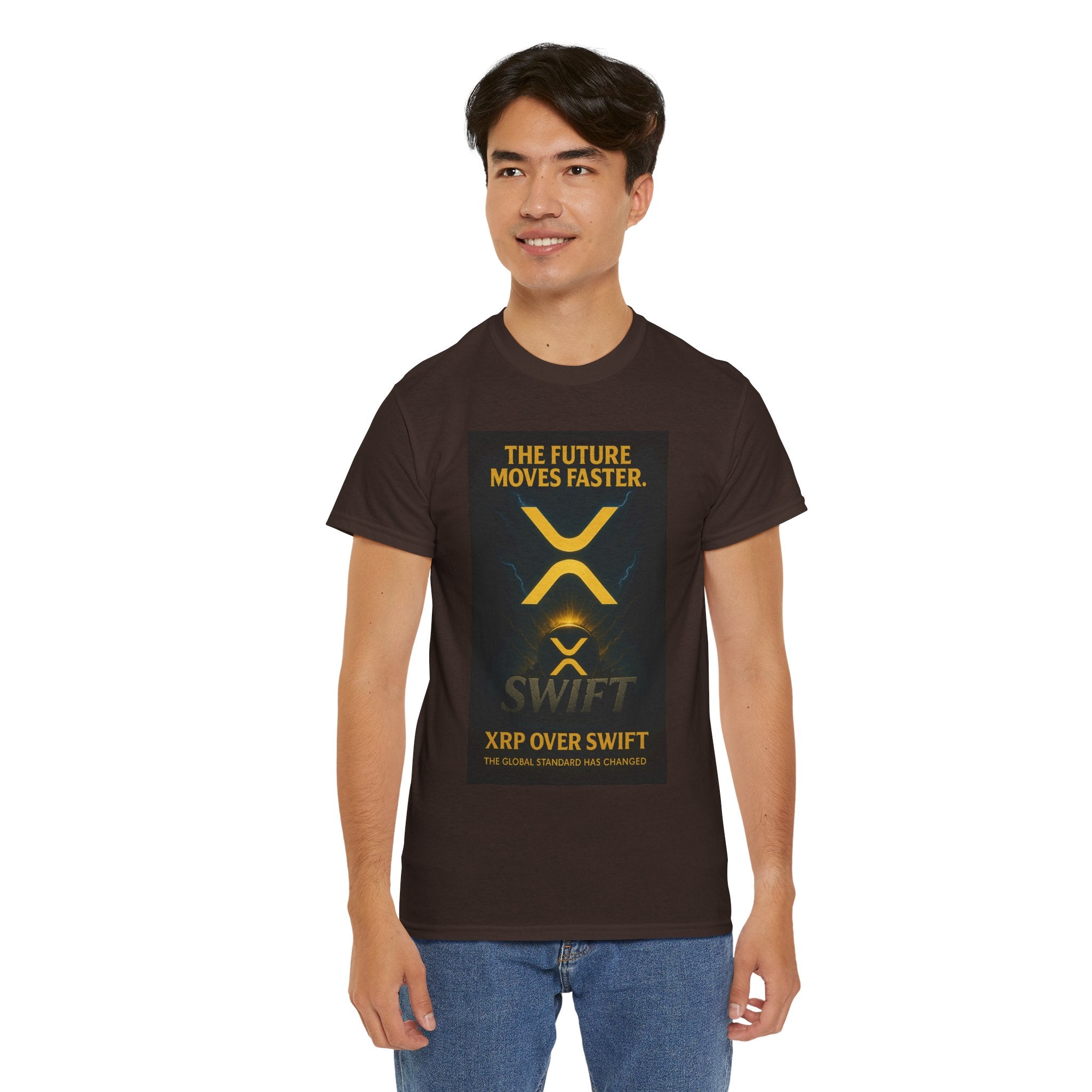 XRP Swift Crypto T-Shirt — “The Future Moves Faster” XRP Over Swift Tee