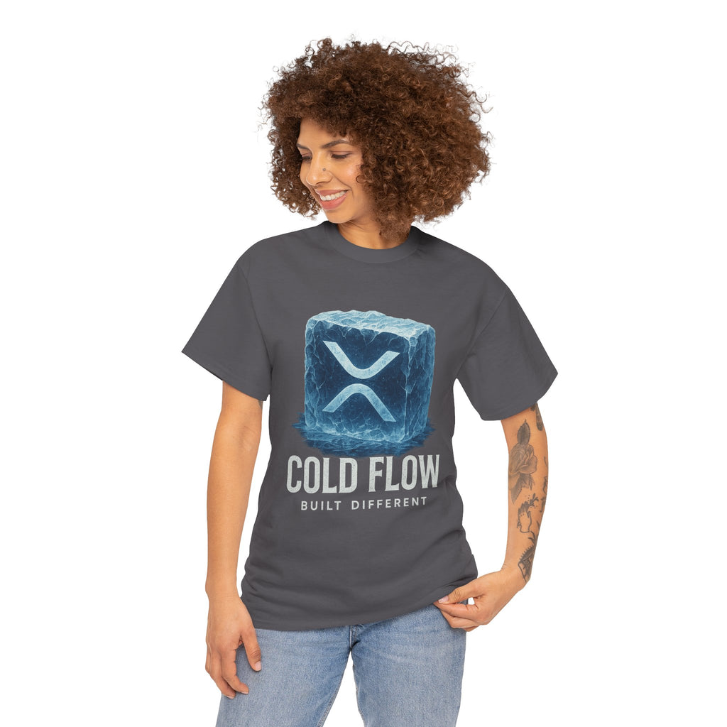 Cold Flow Ripple Logo T‑Shirt — 'Cold Flow: Built Different' Ice Cube Design
