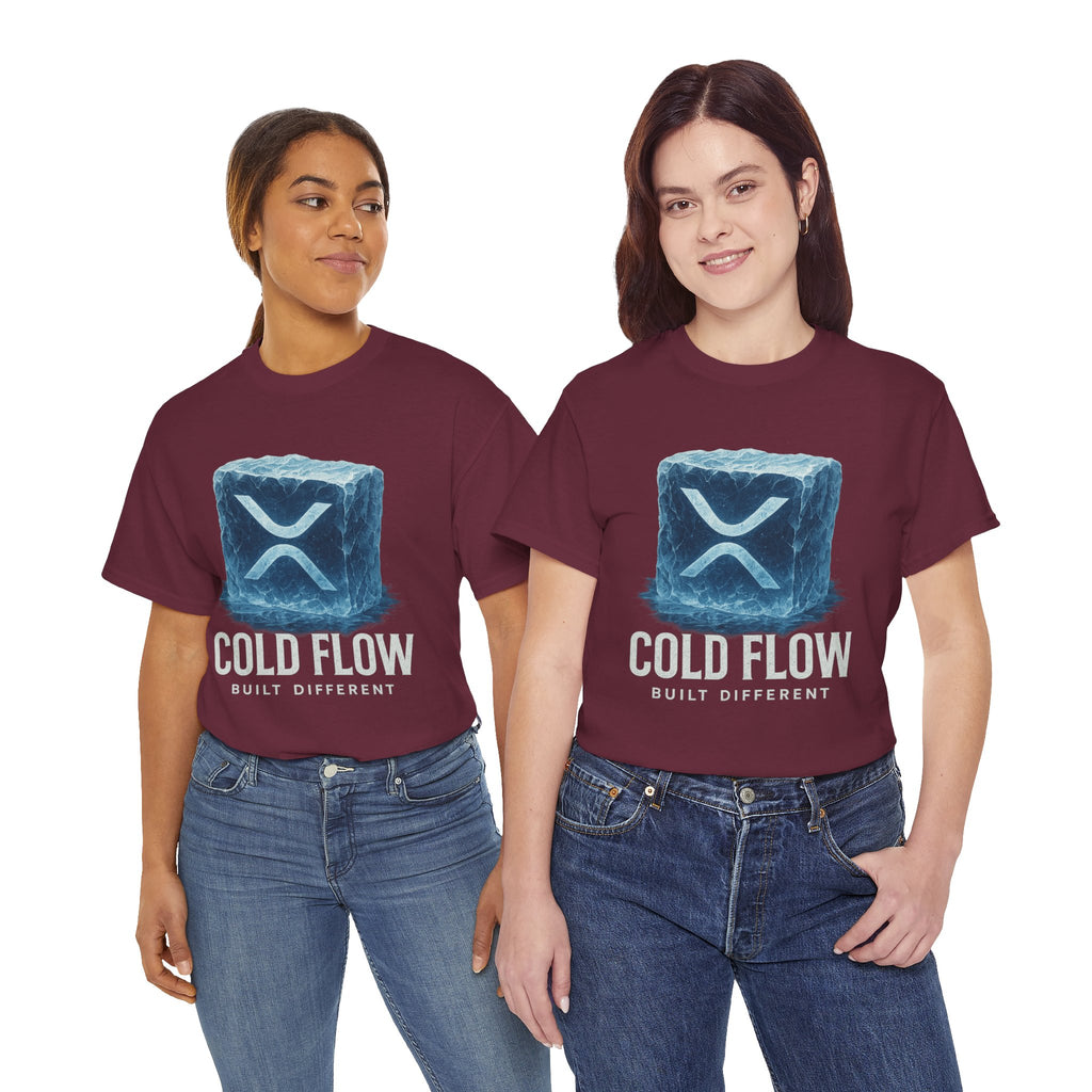 Cold Flow Ripple Logo T‑Shirt — 'Cold Flow: Built Different' Ice Cube Design