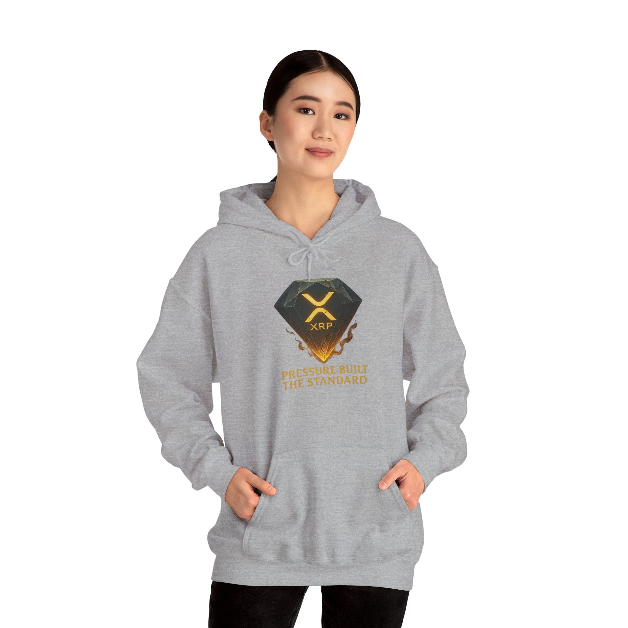 XRP Crypto Hoodie — "Pressure Built The Standard" Logo Pullover