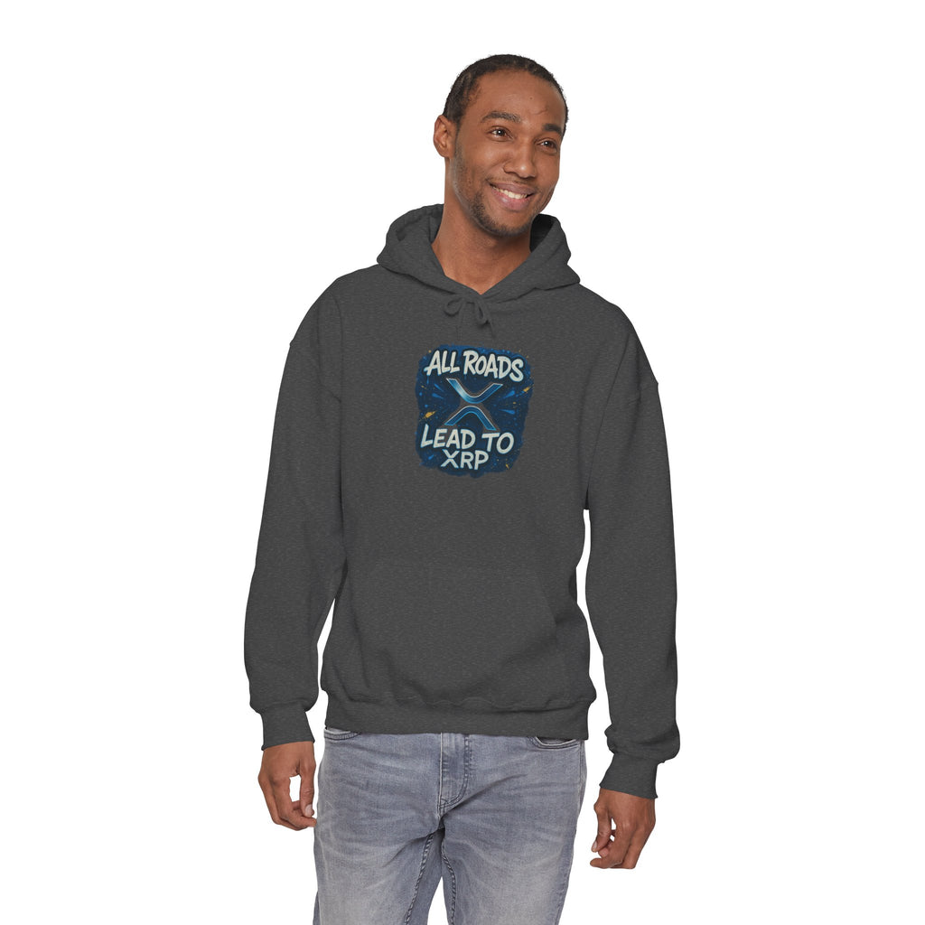 All Roads Lead to XRP Hoodie – Crypto Ripple Logo Sweatshirt