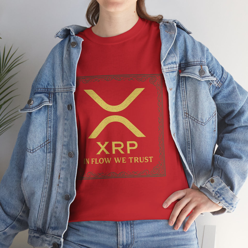 XRP Logo T-Shirt — "In Flow We Trust" Crypto Tee for Ripple Fans
