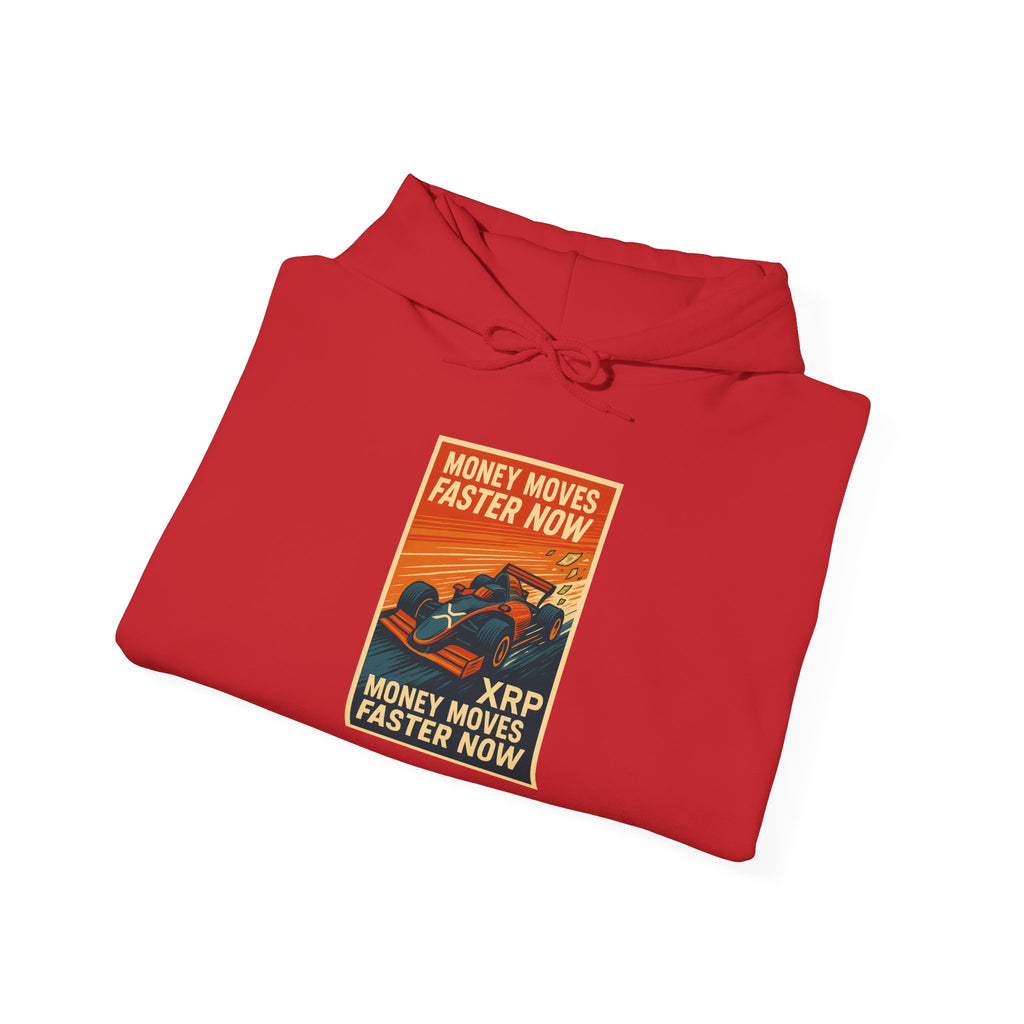 XRP 'Money Moves Faster Now' Hoodie – Crypto Retro Graphic Pullover