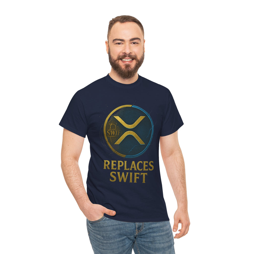 XRP 'Replaces Swift' Cotton Tee — Crypto Ripple Logo T-Shirt