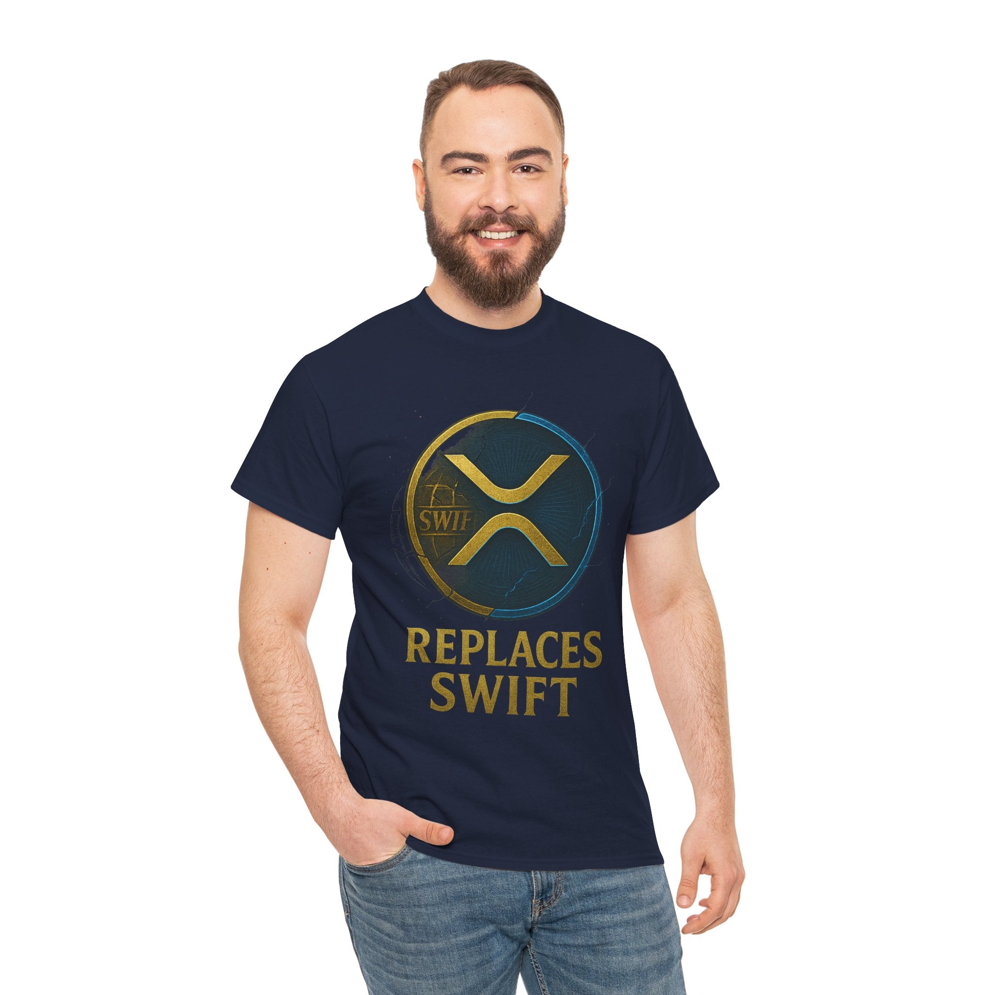 XRP 'Replaces Swift' Cotton Tee — Crypto Ripple Logo T-Shirt