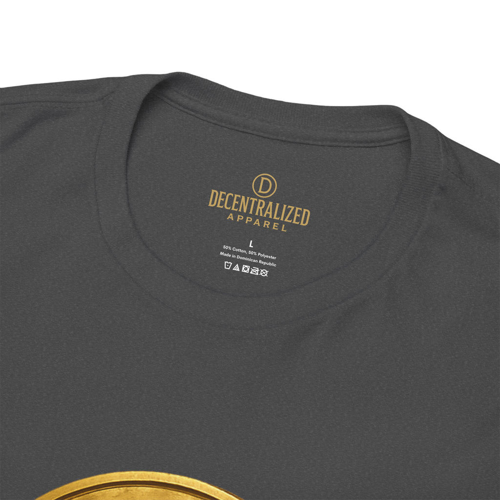 XRP Ledger Trophy T‑Shirt – Gold Ripple Coin on Pedestal Crypto Tee