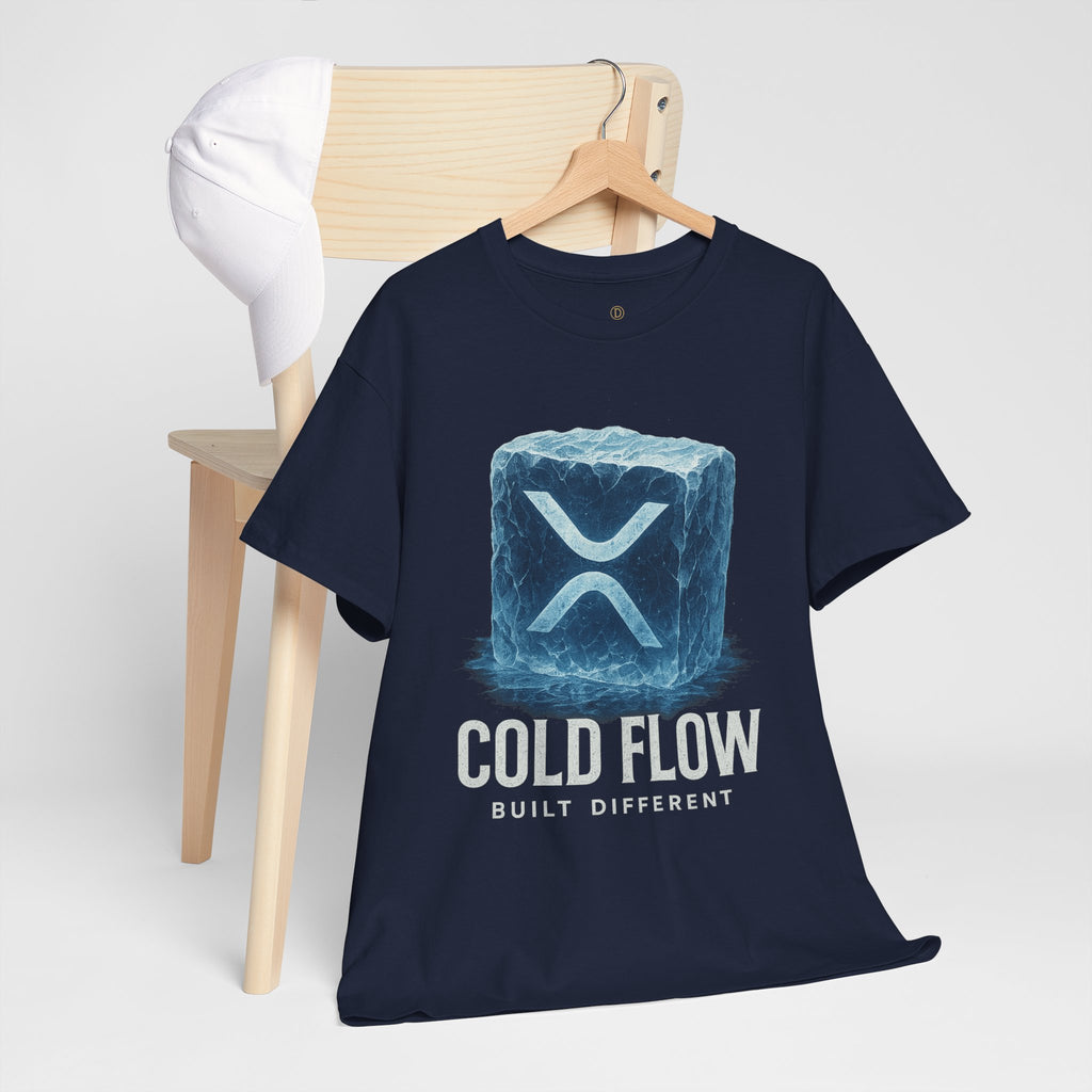 Cold Flow Ripple Logo T‑Shirt — 'Cold Flow: Built Different' Ice Cube Design