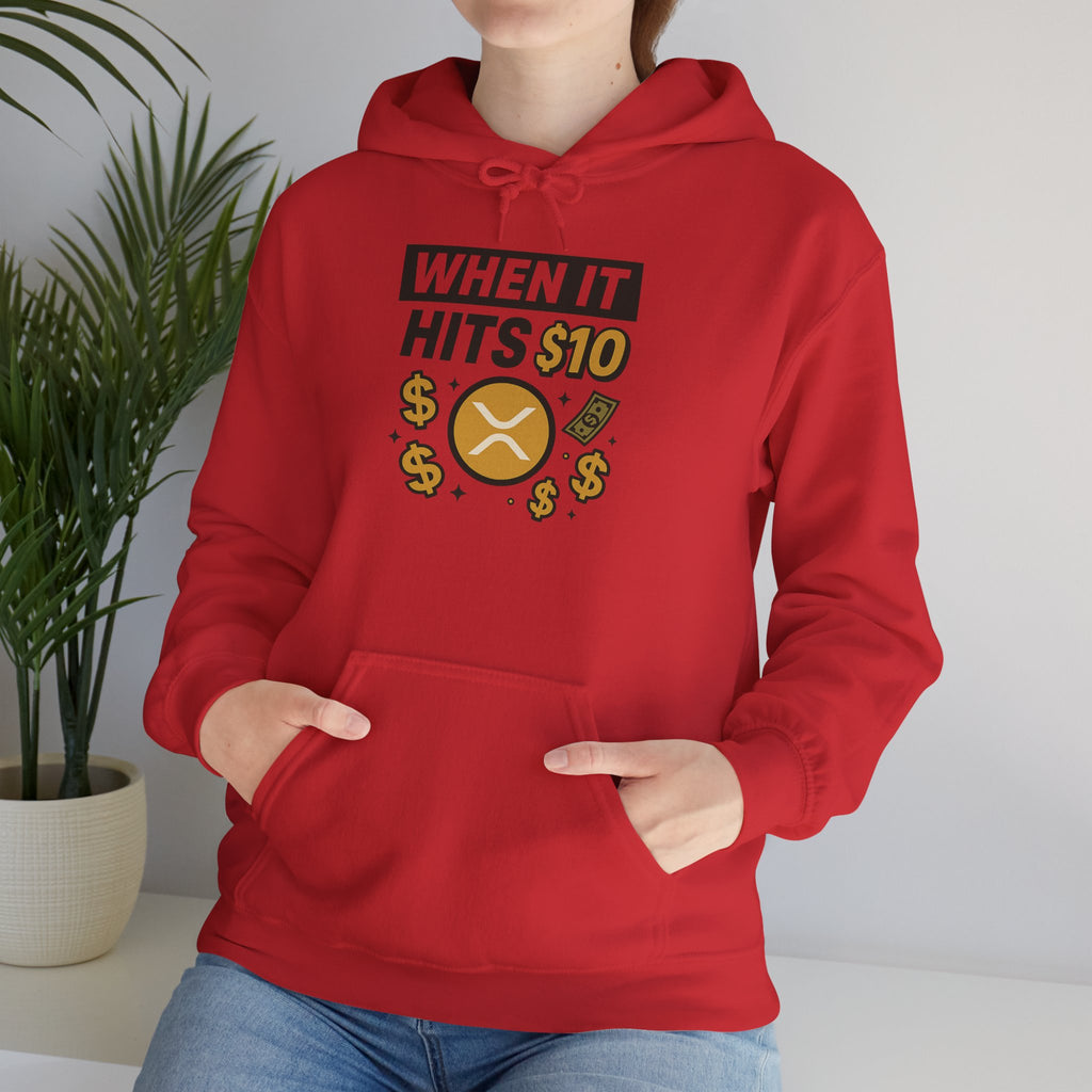 Crypto HODL Hoodie – "When It Hits 10" Funny XRP Coin Sweatshirt