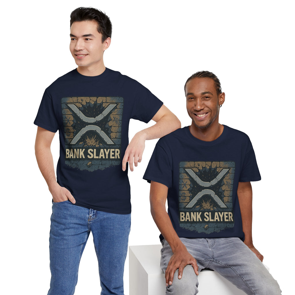Bank Slayer T‑Shirt — Retro Grunge Crypto XRP Design