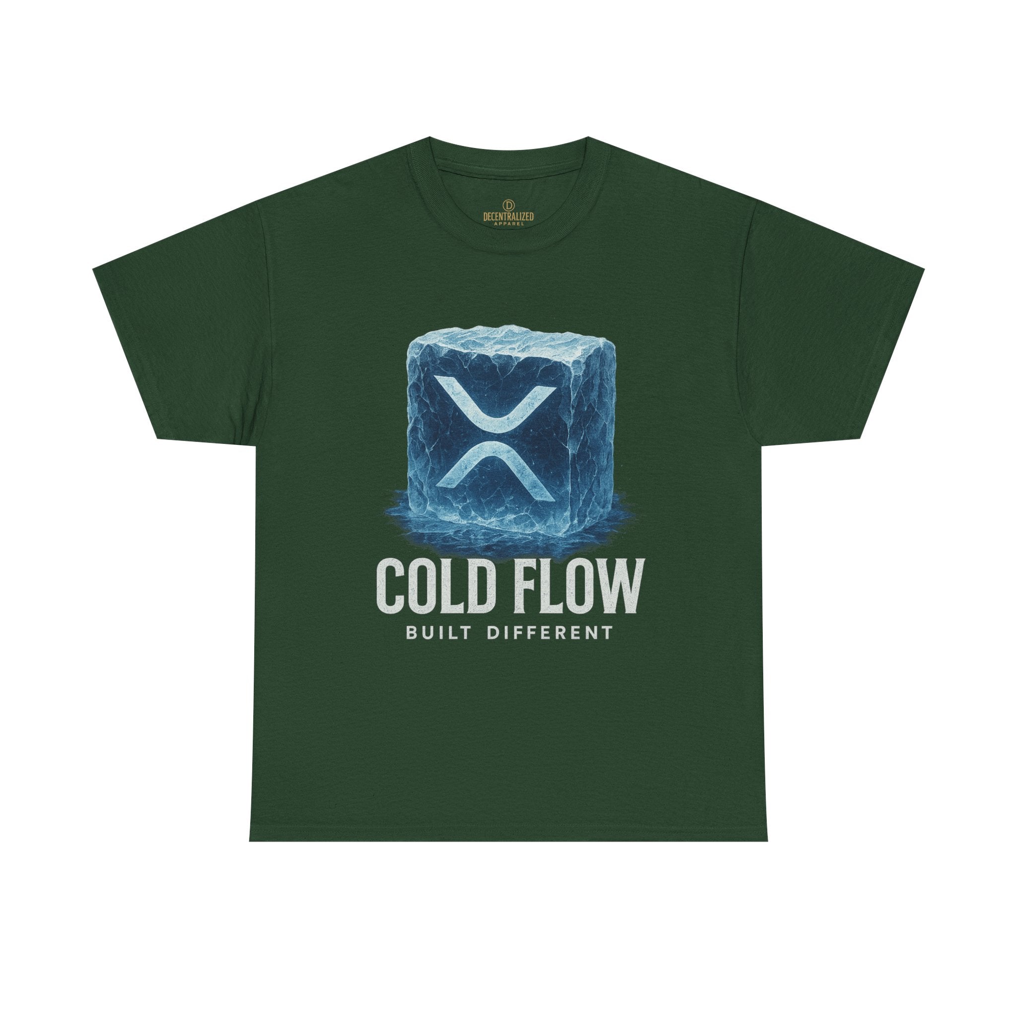 Cold Flow Ripple Logo T‑Shirt — 'Cold Flow: Built Different' Ice Cube Design