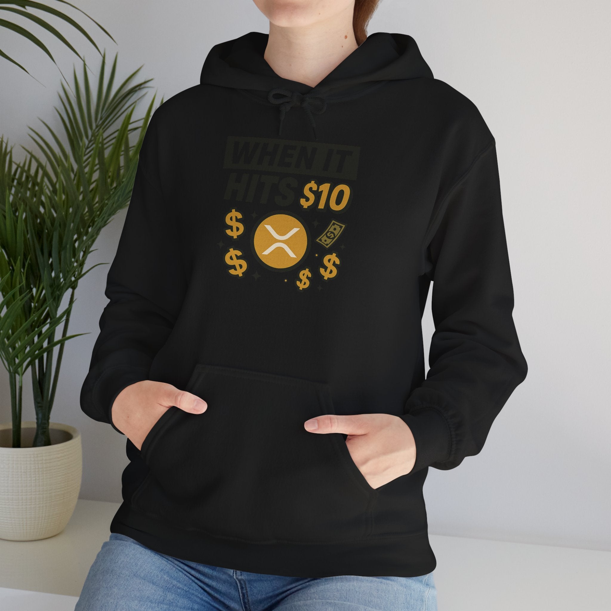 Crypto HODL Hoodie – "When It Hits 10" Funny XRP Coin Sweatshirt