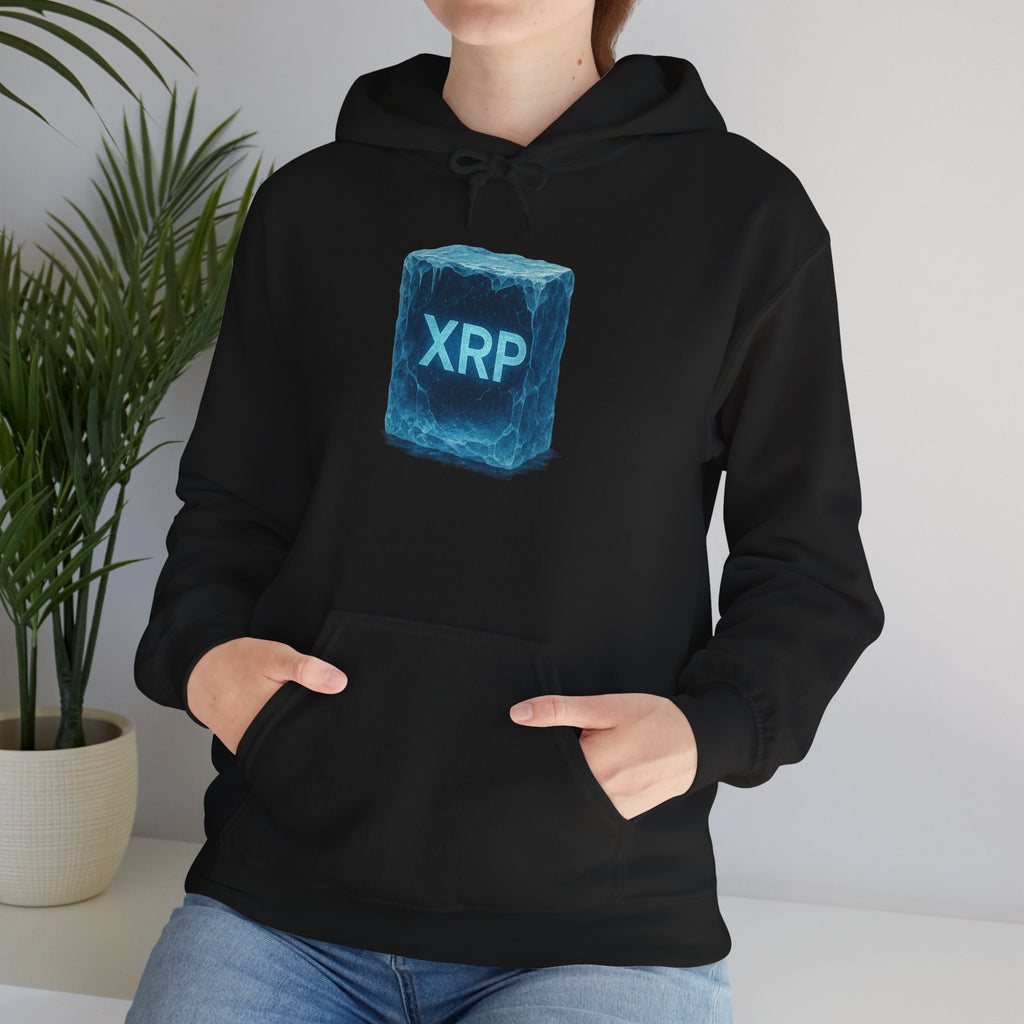 XRP Frozen Cube Hoodie — Crypto Ice Block Sweater for XRP Fans