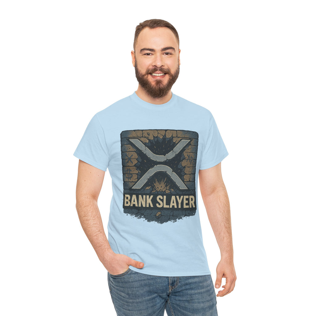 Bank Slayer T‑Shirt — Retro Grunge Crypto XRP Design