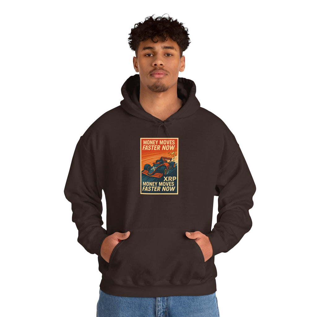 XRP 'Money Moves Faster Now' Hoodie – Crypto Retro Graphic Pullover