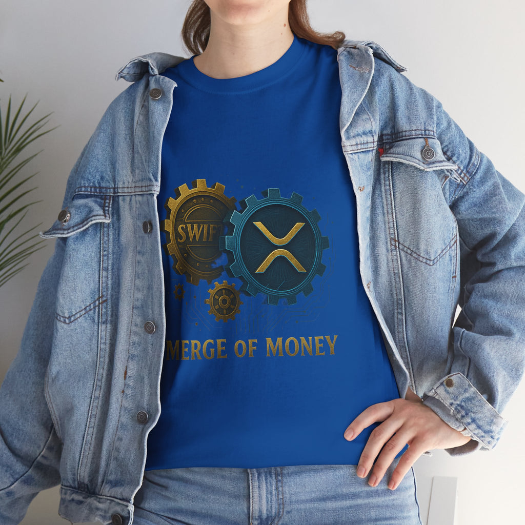 Merge of Money Tee - Cryptocurrency Gears XRP & SWI Crypto T-Shirt
