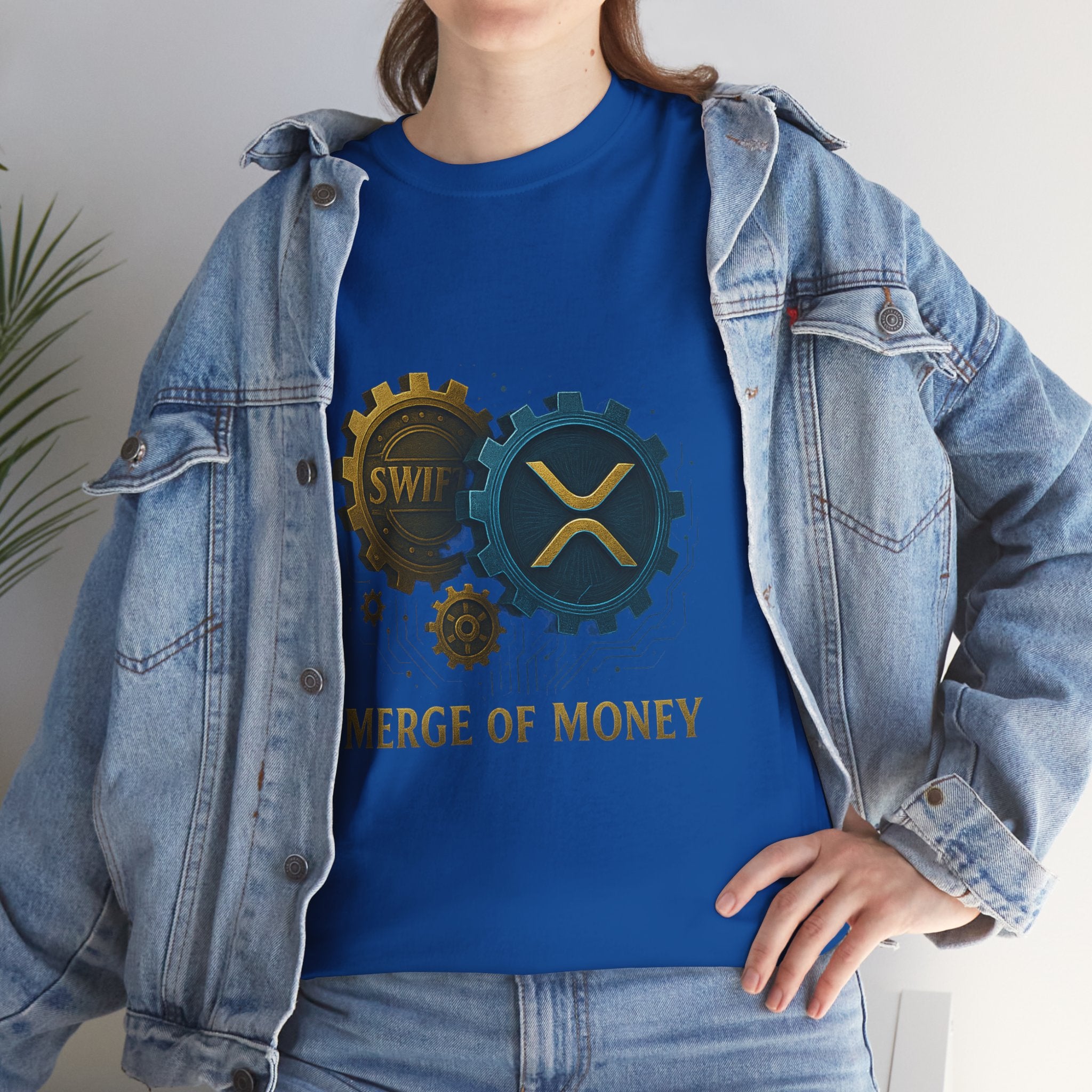 Merge of Money Tee - Cryptocurrency Gears XRP & SWI Crypto T-Shirt
